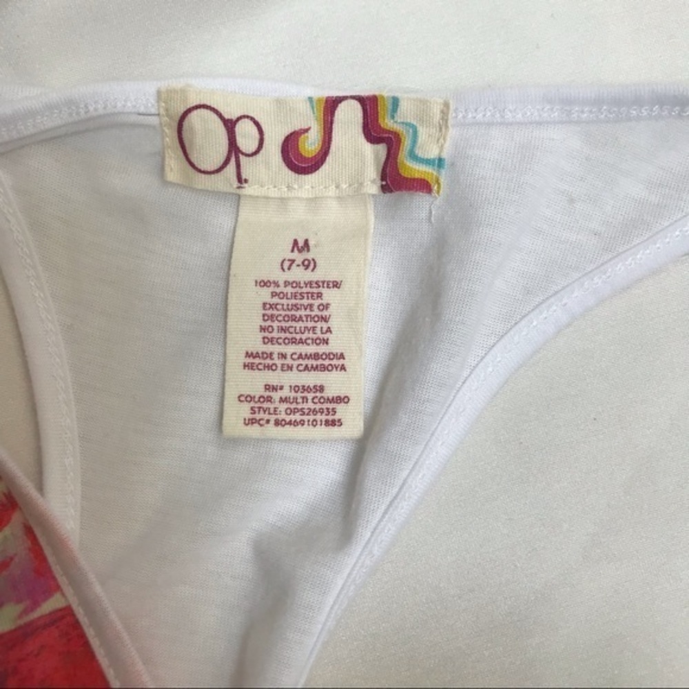 Ocean Pacific Multi Color/White Tank Top/Cover Up-Size M (7-9) - Picture 4 of 4